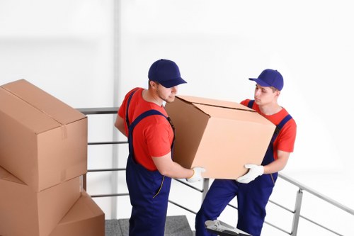 Moving service in Blackfriars with packing boxes and van