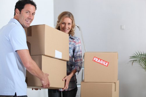 Packed moving boxes prepared for home removals in Blackfriars