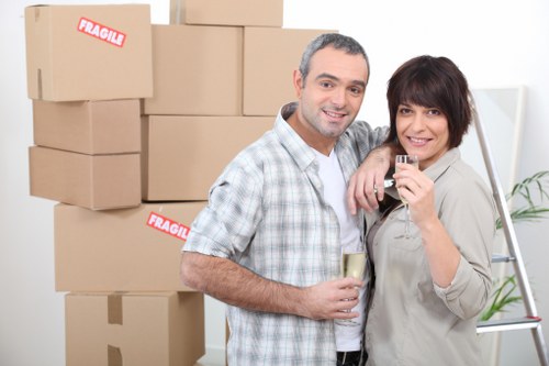 Packed boxes ready for house removals in Blackfriars